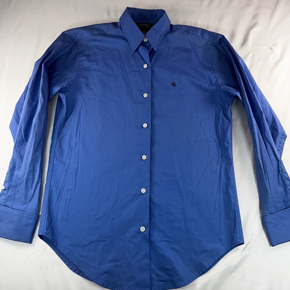 Lauren Ralph Lauren Mens Blue Cotton Button Down Long Sleeve Shirt RLL Logo
